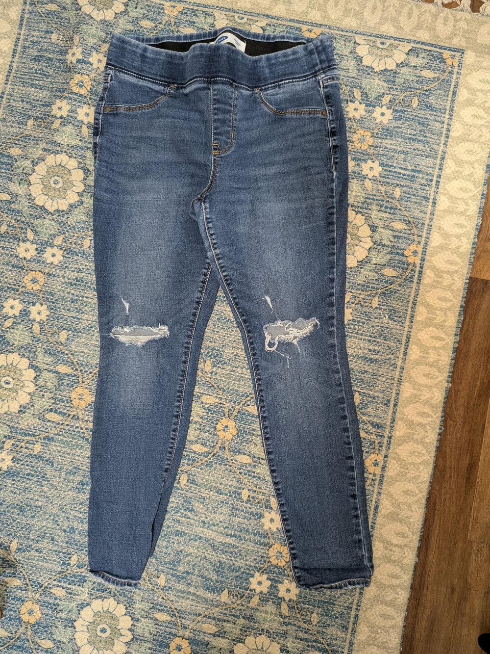 Old Navy Blue Distressed Jeggings - Pull-On Stretch